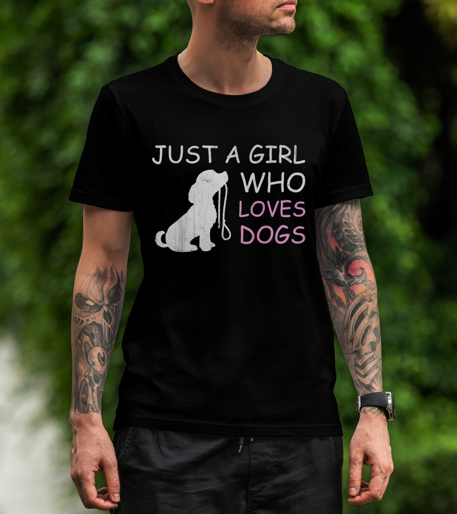 Just A Girl Who Loves Dogs With Leash T-Shirt
