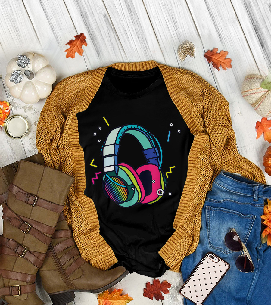 Music Sound Headphones Colorful DJ T-Shirt
