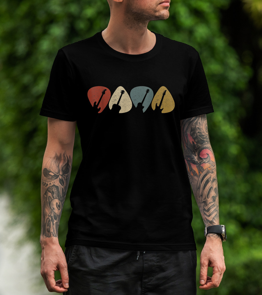 Vintage Guitar Pick Silhouette For Guitarist T-Shirt