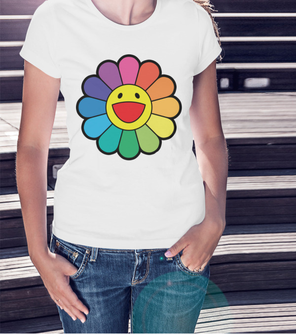 Takashi Murakami Smiling Flower Rainbow Colors T-Shirt