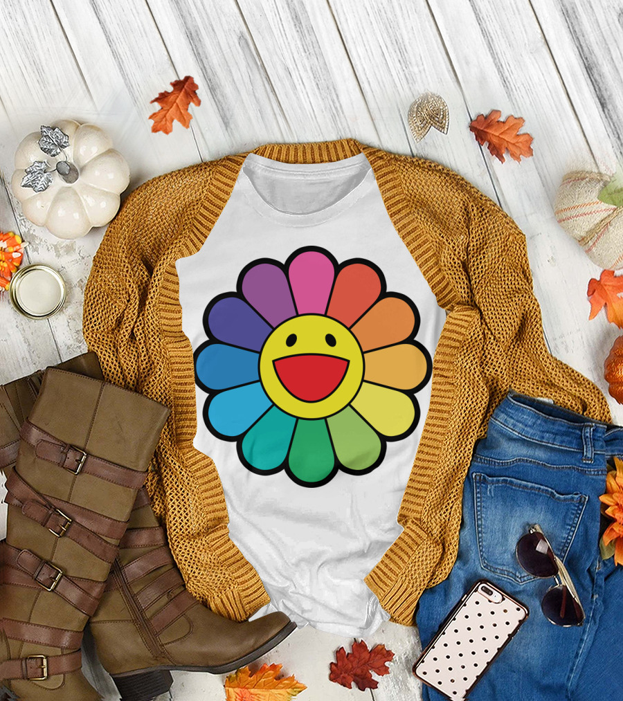 Takashi Murakami Smiling Flower Rainbow Colors T-Shirt
