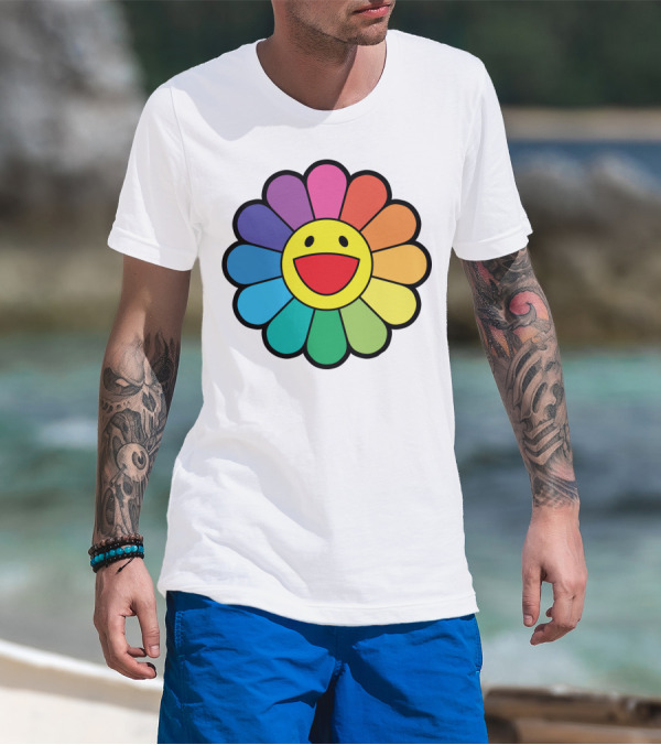Takashi Murakami Smiling Flower Rainbow Colors T-Shirt