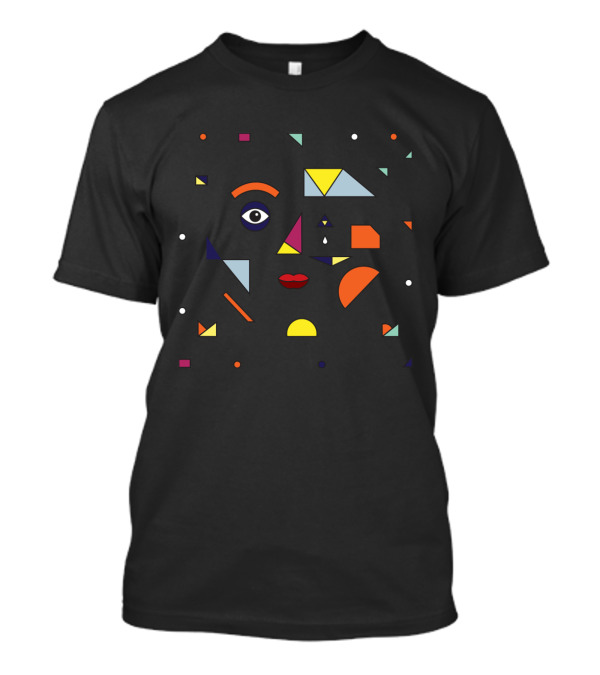Geometric Abstract Face Art Colorful Modern Shapes T-Shirt