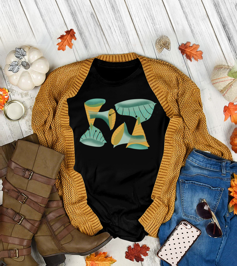 Abstract Miroish Green and Yellow Organic Shapes T-Shirt