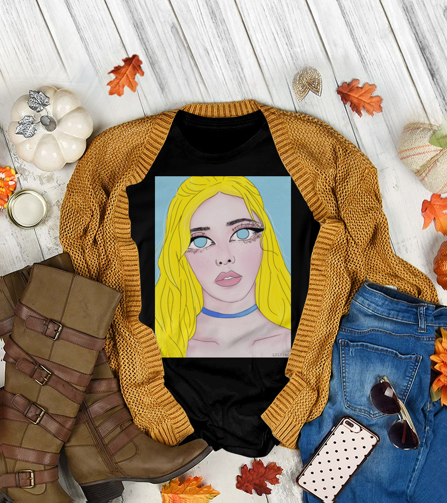Lily Inc. Bubble The Blue Blonde Portrait with Blue Eyes and Choker T-Shirt