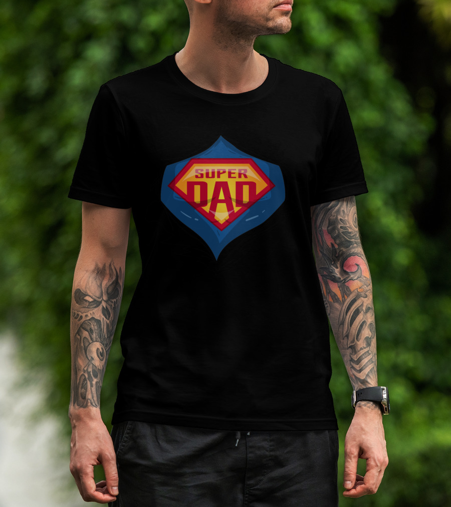 Super Dad Shield Emblem With Comic T-Shirt