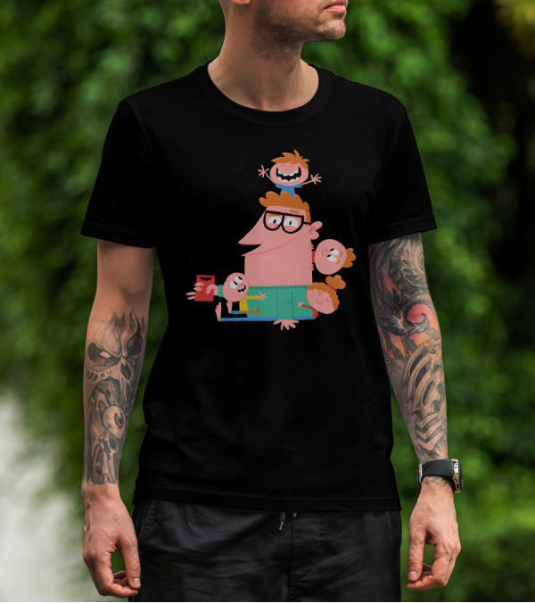 Happy Dad Enjoys Morning Coffee Surrounded By Kids T-Shirt