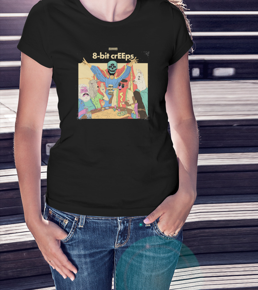8-Bit Creeps Stereo Strange Little Party With Alpaca And Skeleton T-Shirt