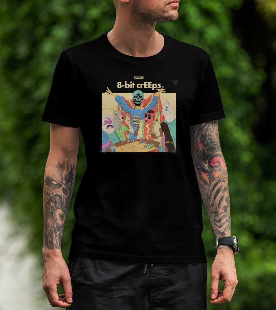8-Bit Creeps Stereo Strange Little Party With Alpaca And Skeleton T-Shirt