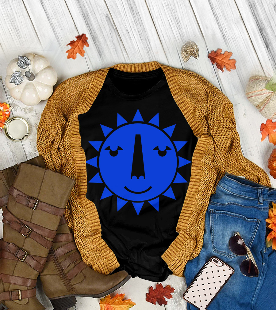 SunStupid Smiling Blue Sun Face T-Shirt
