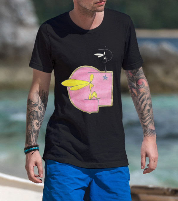 Flyin Maat Peach Abstract Figure With Star And Wings T-Shirt