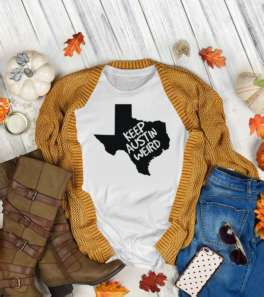 Keep Austin Weird Texas State Shape T-Shirt