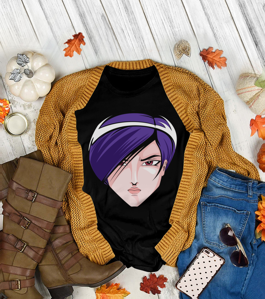 Bishonen Anime Style Purple Hair Character Face T-Shirt
