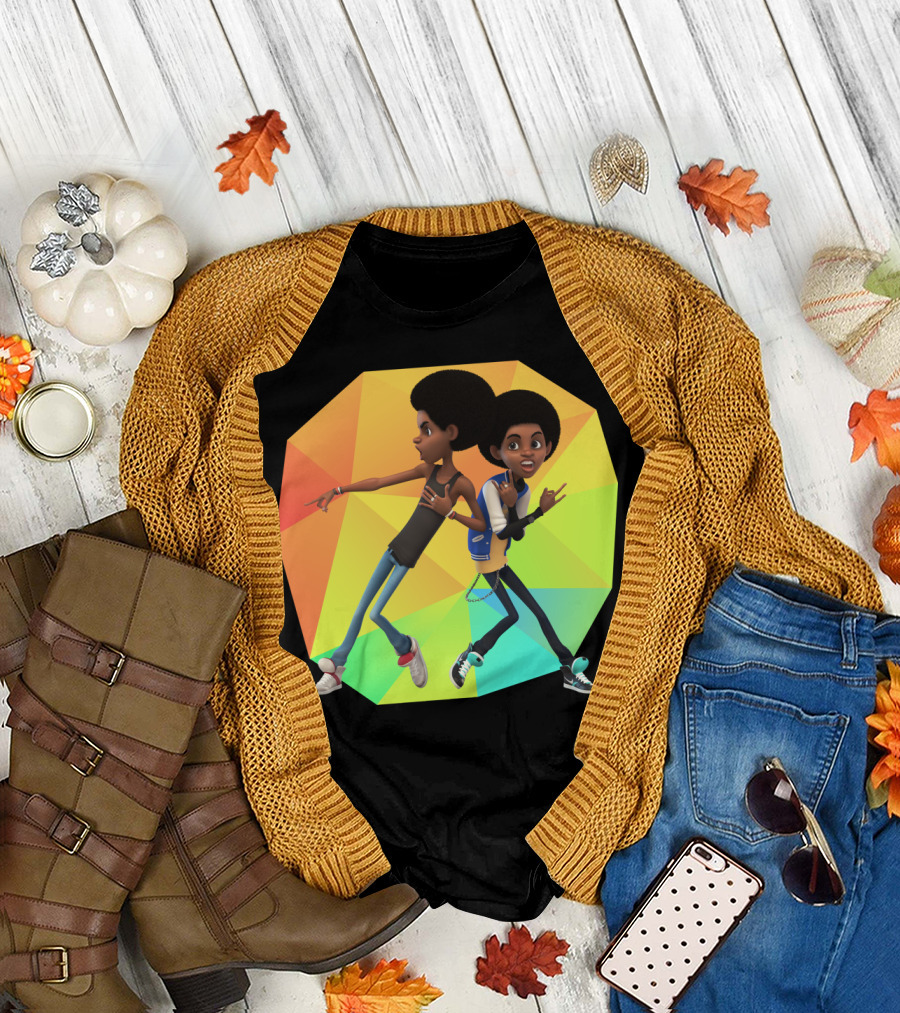 The Afro Boys Danish Colorful Geometric Background T-Shirt