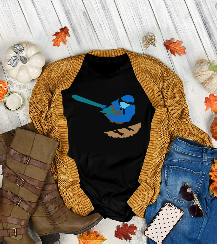Splendid Fairy Wren Vibrant Blue and Brown Bird on Branch T-Shirt