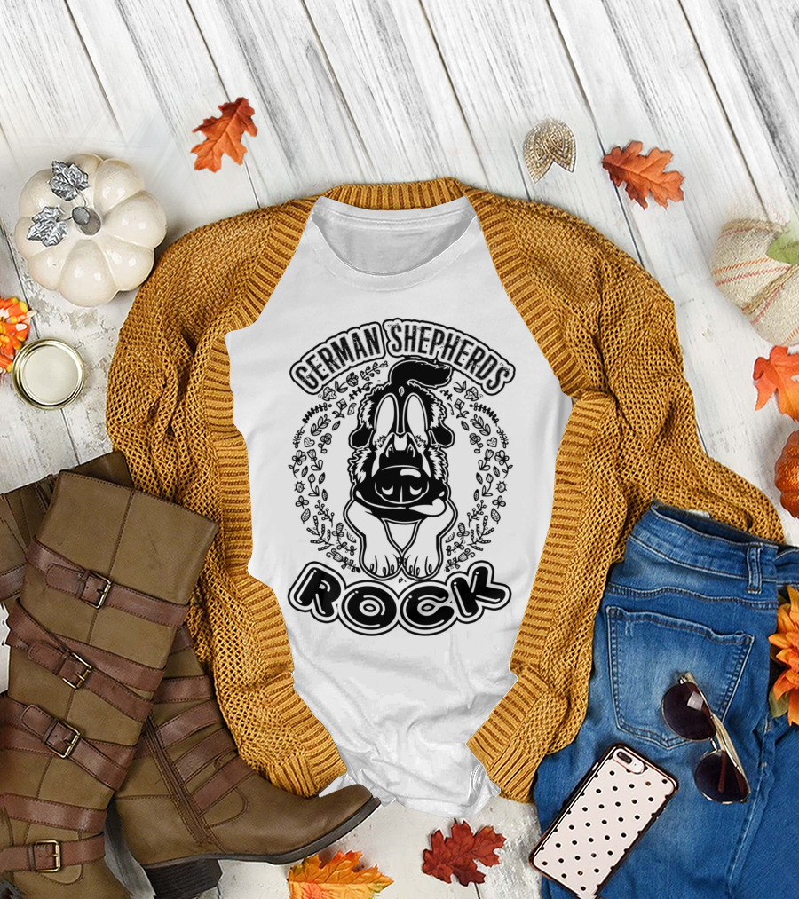 German Shepherds Rock Floral Paw T-Shirt