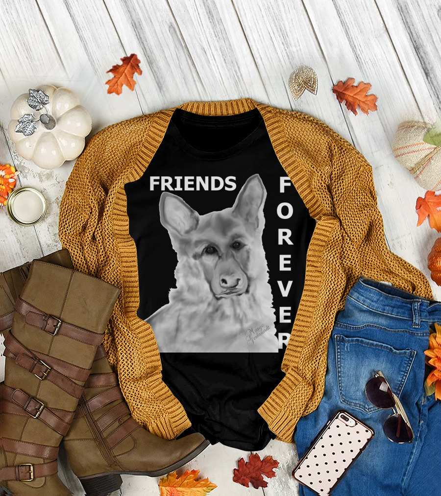 FRIENDS FOREVER German Shepherd Monochrome Art by Grace Gerlitzki T-Shirt