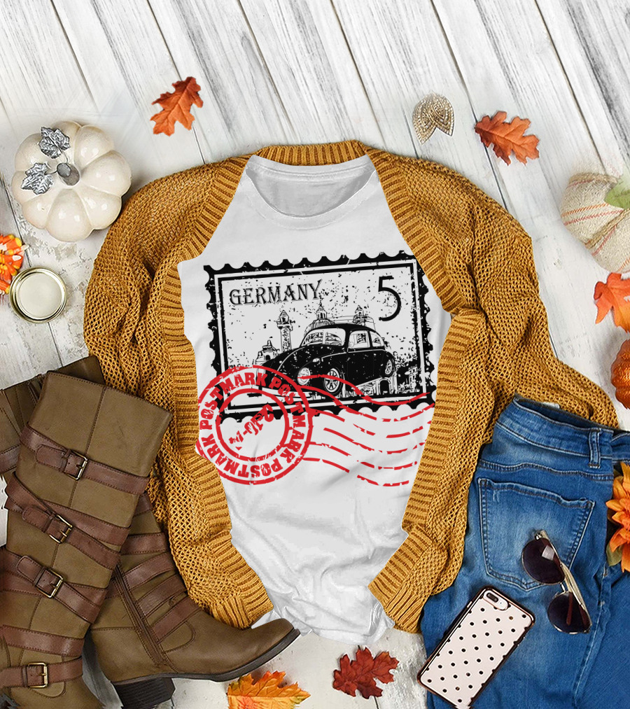 Germany Vintage VW Bug Postage Stamp with Postmark T-Shirt