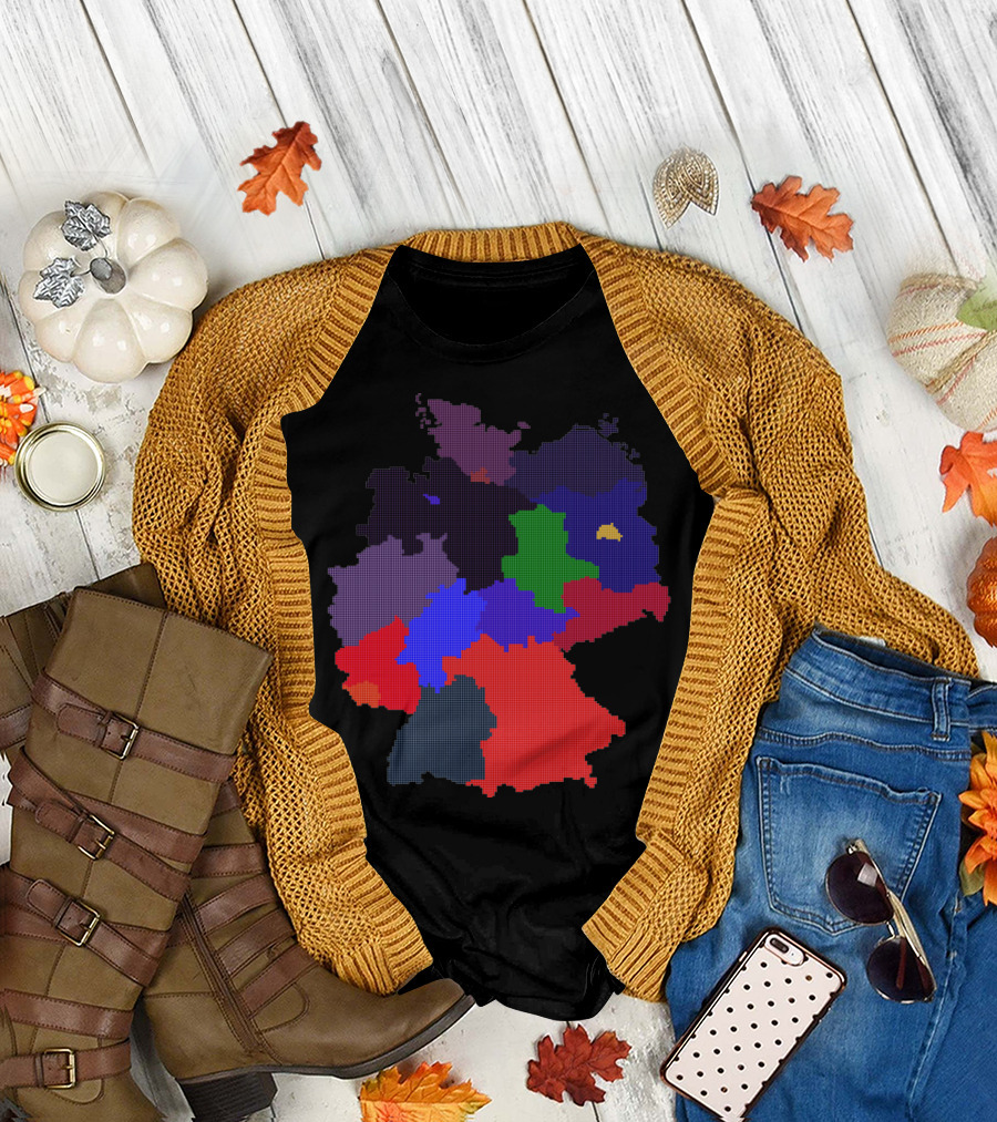 Germany Pixelated Map Colorful Regions T-Shirt