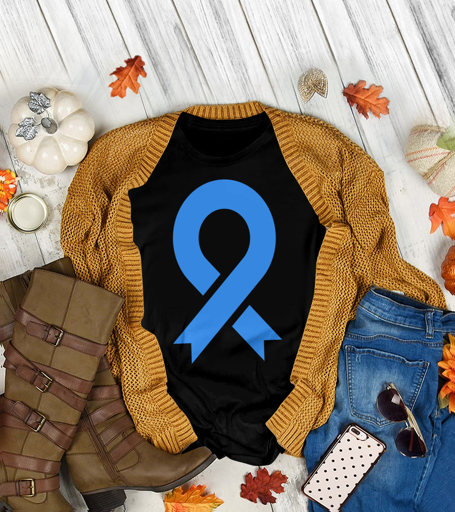 Blue Awareness Ribbon Icon Symbolizing Support and Solidarity T-Shirt