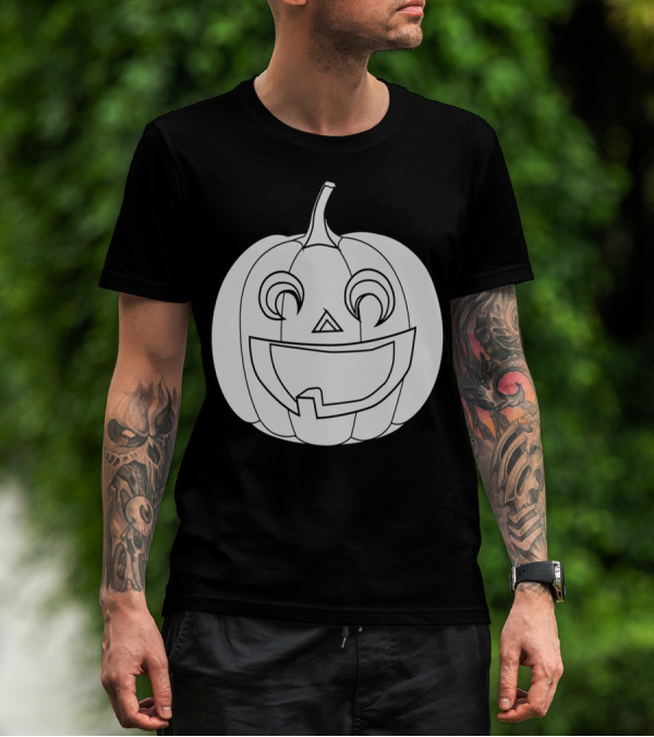 Pumpkin Coloring Page Jack-O'-Lantern Face Outline T-Shirt