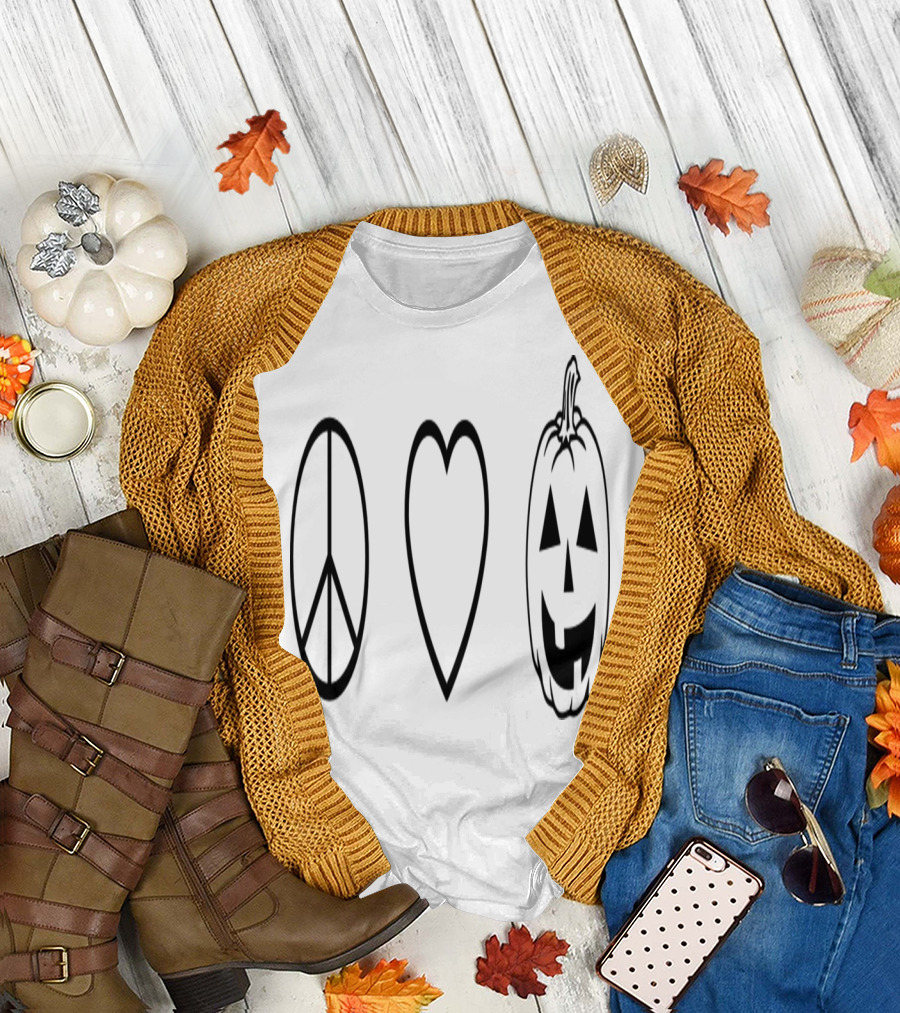 Peace Love Pumpkin Halloween T-Shirt