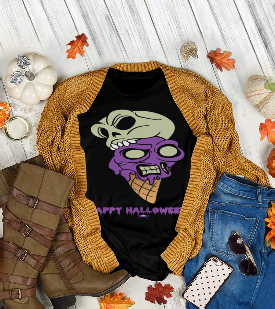 Happy Halloween Trick or Treat Zombie Icecream Monster T-Shirt