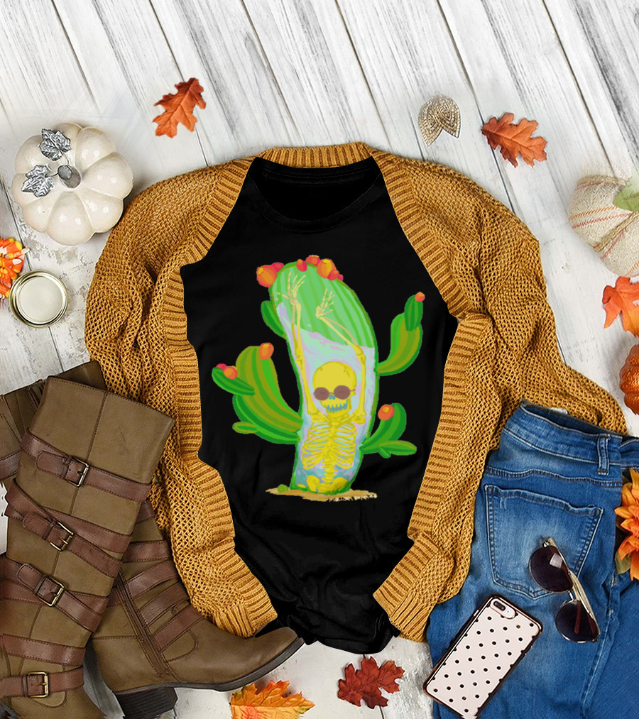 Rest In Paradise Cactus Skeleton with Sunglasses T-Shirt