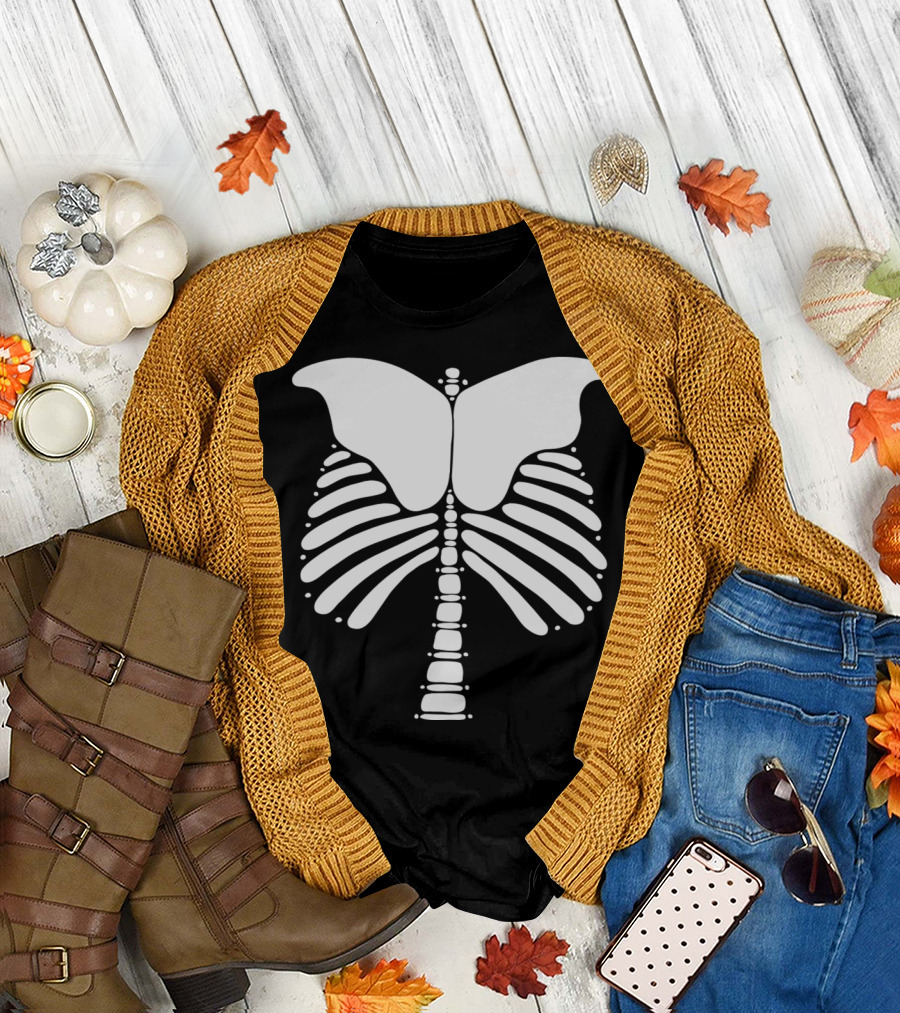 Skeleton Butterfly Ribcage Vector T-Shirt