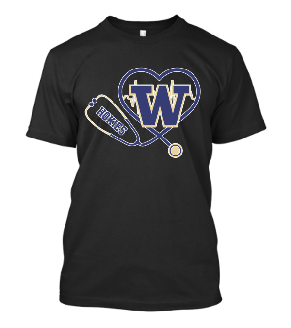 W Huskies Heartbeat Stethoscope T-Shirt