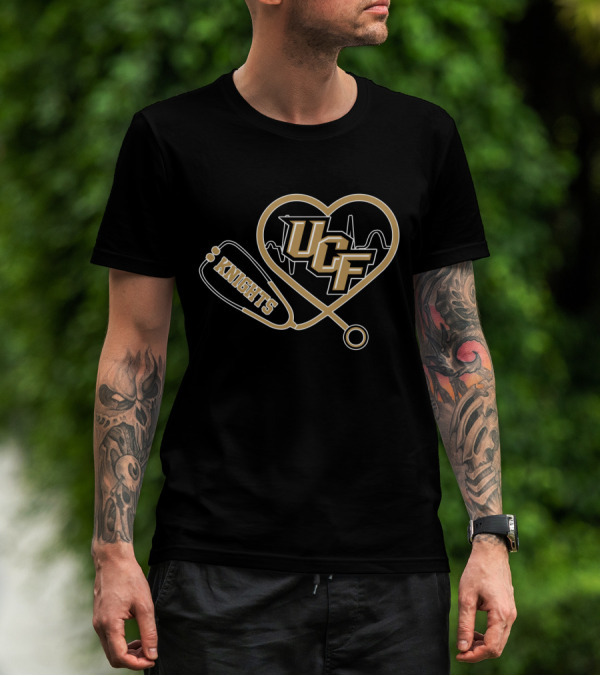 UCF Knights Heart Stethoscope EKG T-Shirt