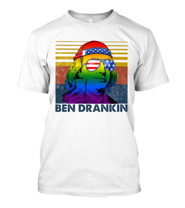 Ben Drankin Rainbow Flag Patriotic Sunglasses T-Shirt