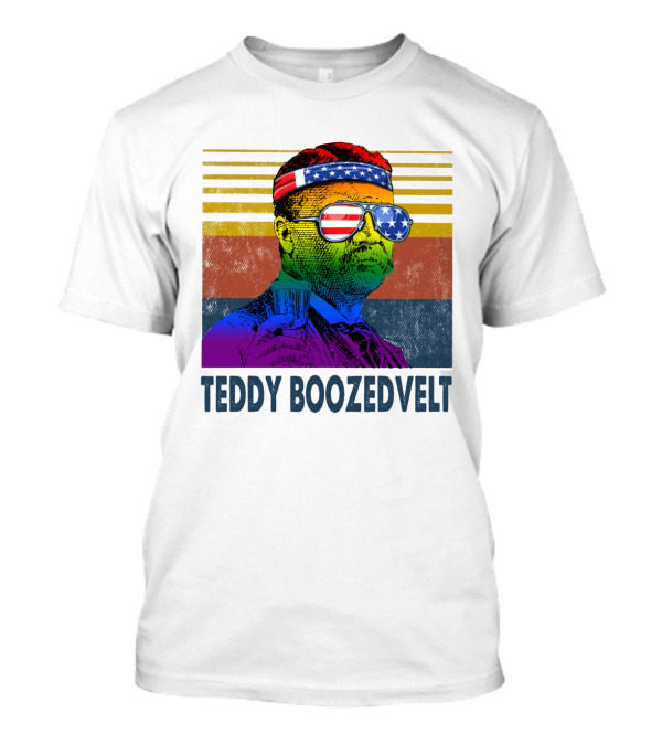 Teddy Boozedvelt Rainbow Stripes American Flag Shades T-Shirt