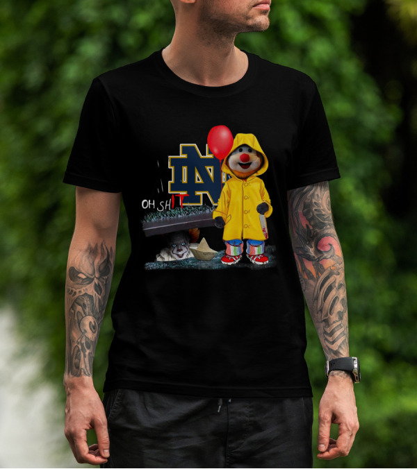 Notre Dame Fighting IrishDs Pennywise Clown Mashup Oh Shit Balloon T-Shirt