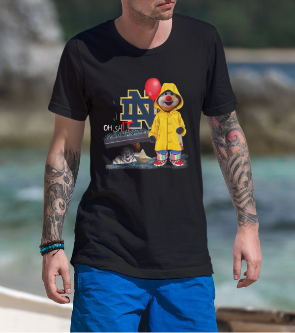 Notre Dame Fighting IrishDs Pennywise Clown Mashup Oh Shit Balloon T-Shirt