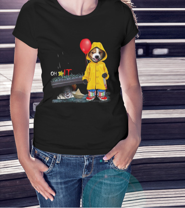 Oh Corgi IT Raincoat Balloon T-Shirt