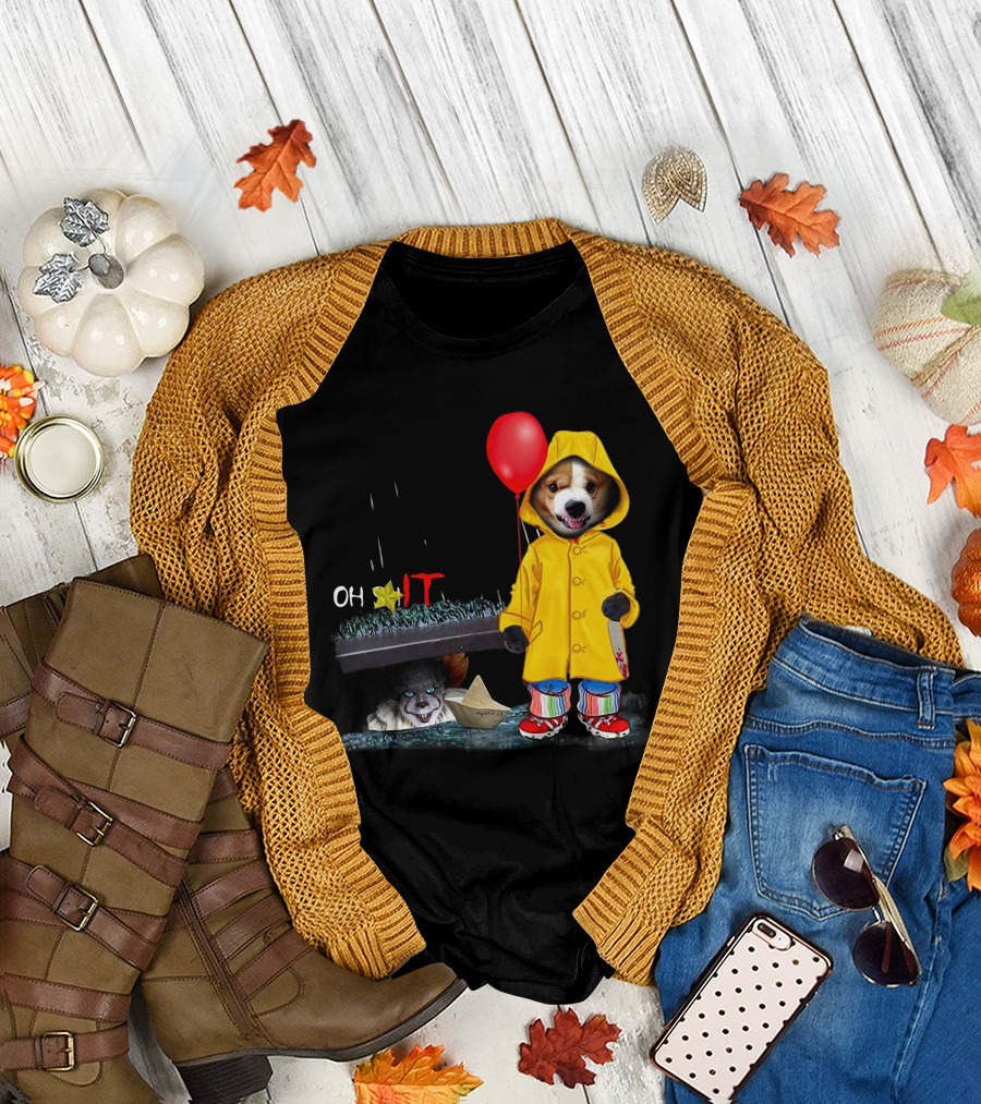 Oh Corgi IT Raincoat Balloon T-Shirt