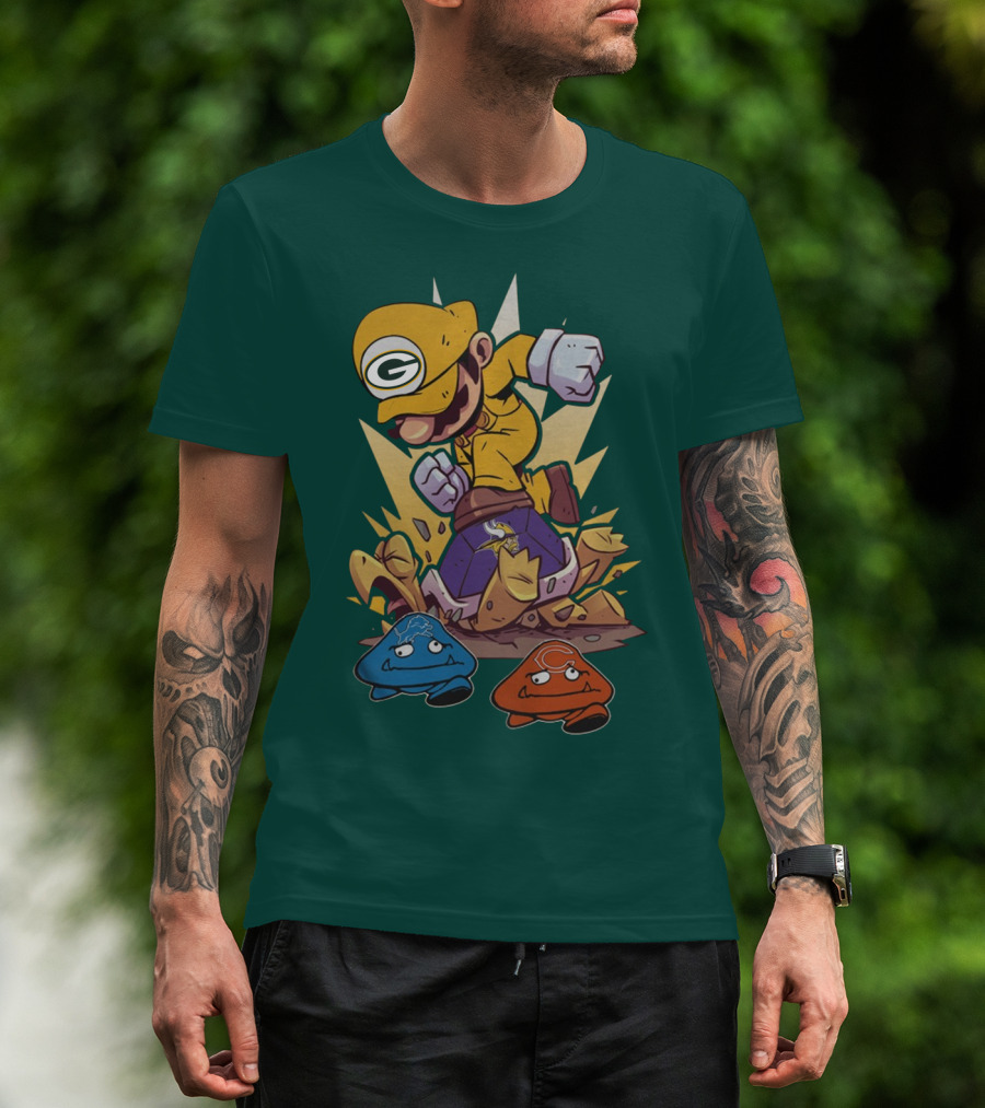 Green Bay Packers Mario Jumping On Minnesota Vikings Goombas T-Shirt
