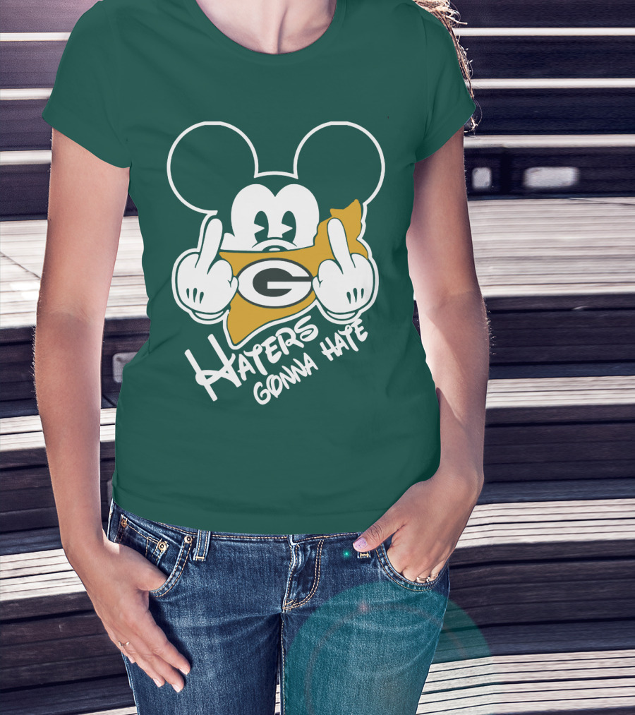 Packers Logo With Mouse Ears And Haters Gonna Hate T-Shirt