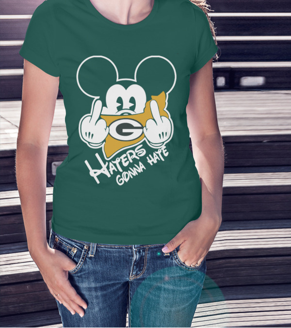 Packers Logo With Mouse Ears And Haters Gonna Hate T-Shirt
