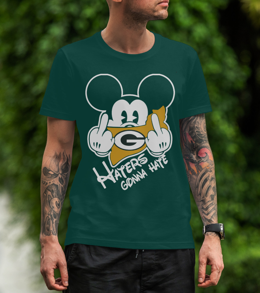 Packers Logo With Mouse Ears And Haters Gonna Hate T-Shirt