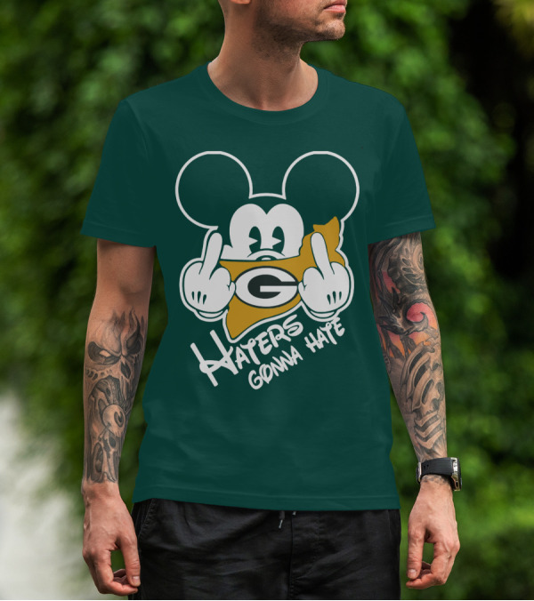 Packers Logo With Mouse Ears And Haters Gonna Hate T-Shirt