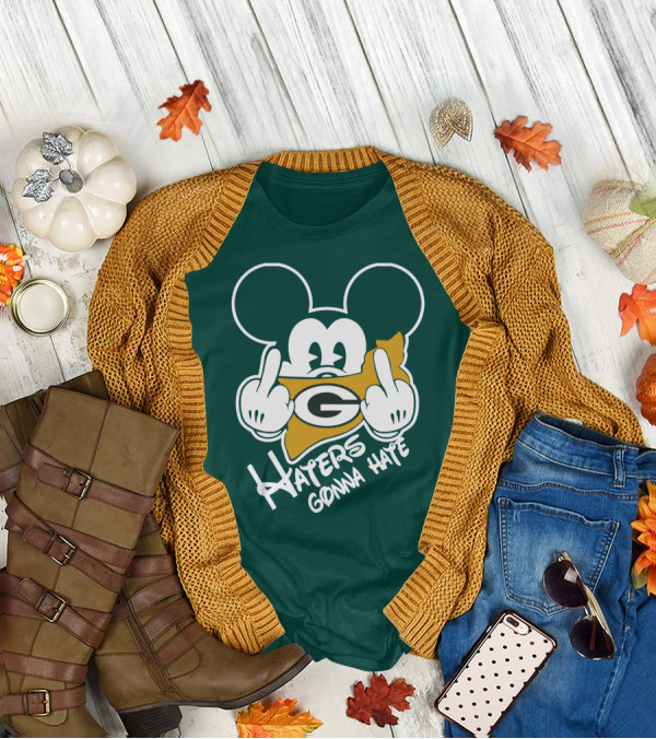 Packers Logo With Mouse Ears And Haters Gonna Hate T-Shirt