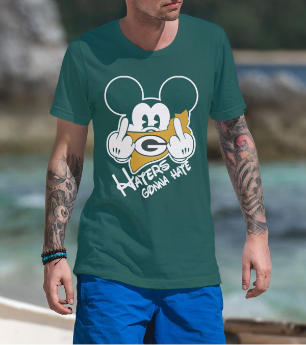 Packers Logo With Mouse Ears And Haters Gonna Hate T-Shirt