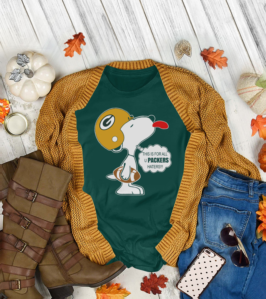 Green Bay Packers Snoopy Helmet Football Packers Haters T-Shirt