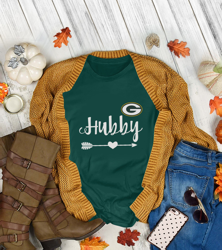 Green Bay Packers Hubby Arrow Heart T-Shirt