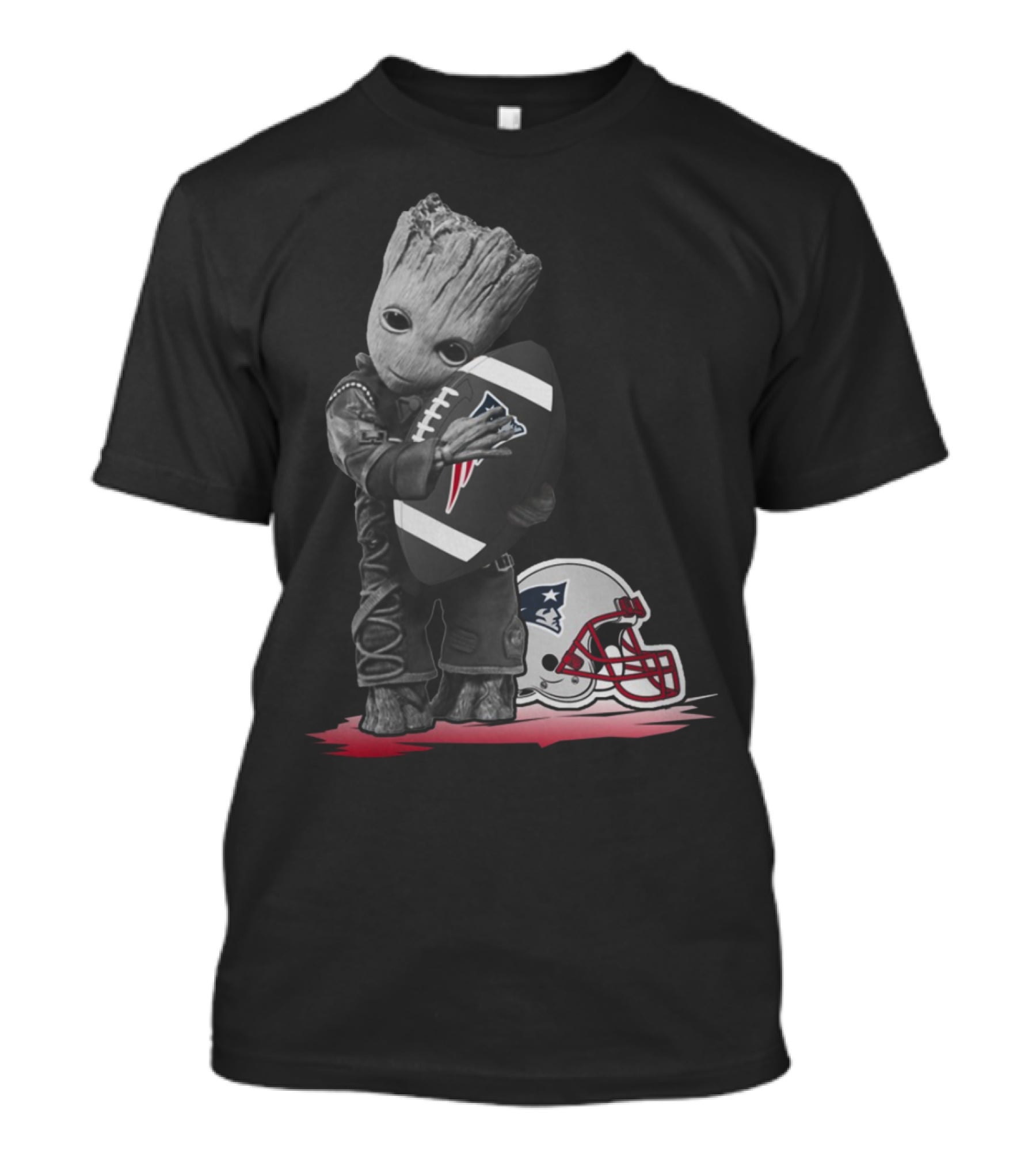New England Patriots Groot Hugging Football With Team Helmet T-Shirt