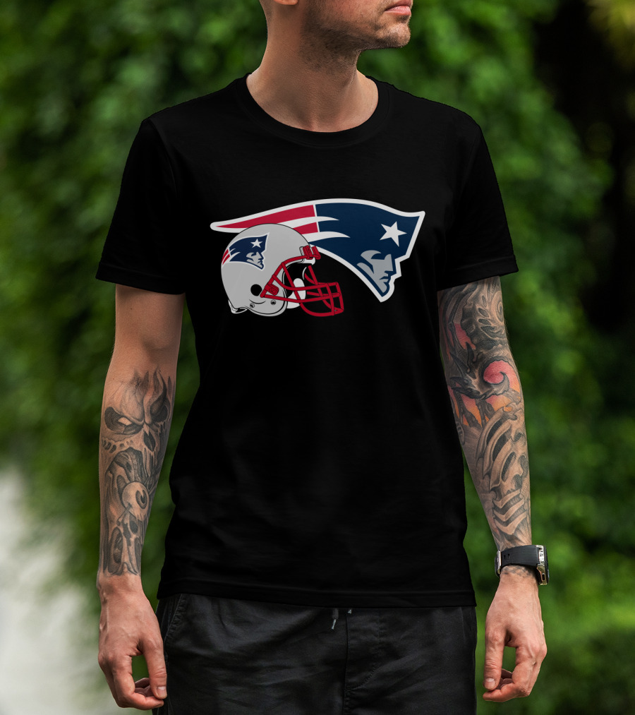New England Patriots Helmet And Logo Patriots Football Team T-Shirt