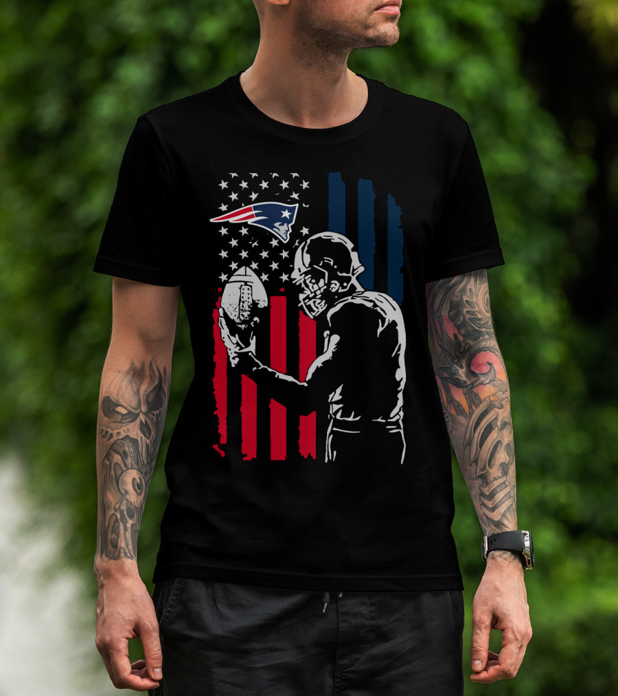 New England Patriots American Flag Football Player Nfl T-Shirt