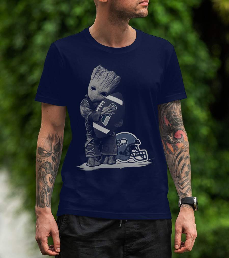 Seattle Seahawks Groot Holding Football With Helmet T-Shirt